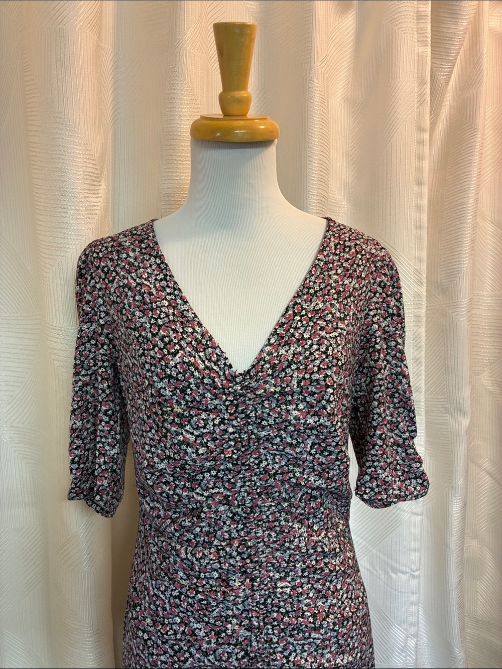 Sans Souci Black Floral Maxi Dress with Pink and White Blossoms